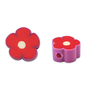 Abalorios de pol&iacute;meros flor Rojo-p&uacute;rpura malva