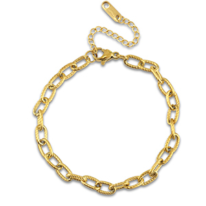 Pulseras Acero Inox con eslab&oacute;n retorcido Dorado