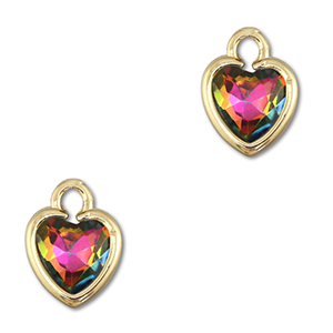 Colgantes de cristal coraz&oacute;n Cubierta AB-dorado