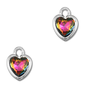 Colgantes de cristal coraz&oacute;n Cubierta AB-plateado