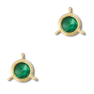 Entrepieza de cristal redondos Verde esmeralda-dorado