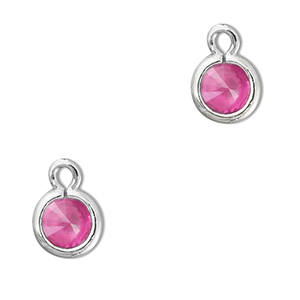 Colgantes de cristal redondos Rosa oscuro-plateado