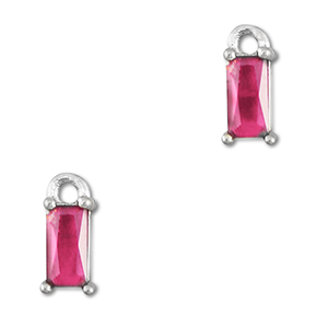 Colgantes de cristal rect&aacute;ngulo Rosa oscuro-plateado