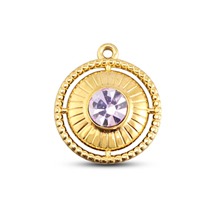 BY31&reg; Colgantes Acero Inox redondos con anillo Dorado-lila claro