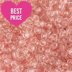 Rocalla cristal 6/0 (4mm) Rosa melocot&oacute;n claro transparente