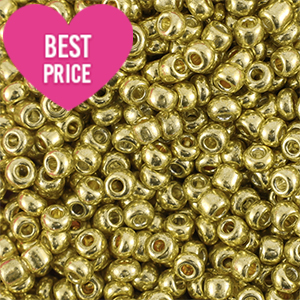 Rocalla cristal 8/0 (3mm) Dorado amarillo met&aacute;lico brillante