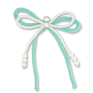 Colgantes llamativos doble lazo Blanco-verde menta