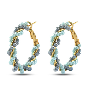 Pendientes faceteados criolla espiral Azul claro-azul denim-dorado