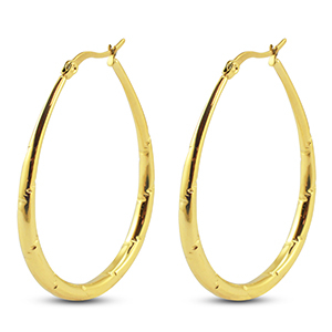 Pendientes Acero Inox criollas &oacute;valo Dorado