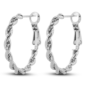 Pendientes Acero Inox criollas retorcido Plateado