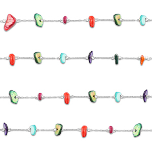 Fornituras Acero Inox cadena jasseron irregular Plateado-multicolor