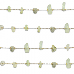 Fornituras Acero Inox cadena jasseron Prenita irregular Dorado-verde claro