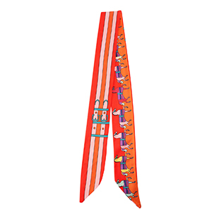 Bandana Pa&ntilde;uelo con caballo/l&iacute;neas rectas Rojo-rosado-naranja