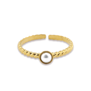 Anillos Acero Inox perla Dorado-blanco