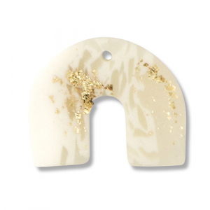 Colgantes de pol&iacute;meros arco Blancuzco-beige-dorado