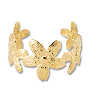 Pulseras Acero Inox bangle flor Dorado