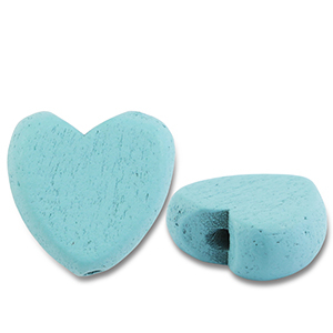 Abalorios de madera coraz&oacute;n Azul claro