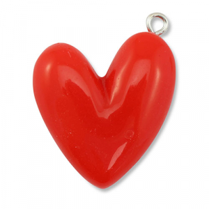 Colgantes de resina coraz&oacute;n Rojo