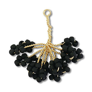 Colgantes de abalorios de cristal flor Dorado-negro