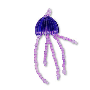Colgantes de abalorios de cristal medusa Azul-p&uacute;rpura-transparente con revestimiento p&uacute;rpura AB