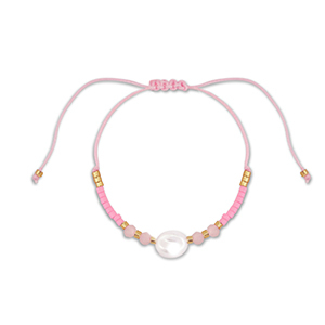 Pulseras trendy abalorios mixtas Rosa-blanco-dorado