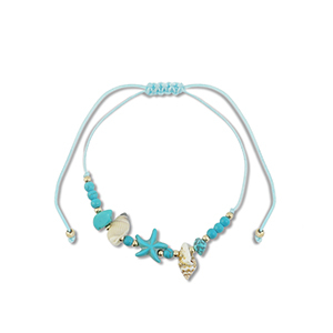 Pulseras trendy abalorios mixtas Turquesa-dorado