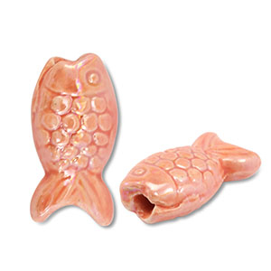 Abalorios de cer&aacute;mica griega DQ pez Melocot&oacute;n de coral