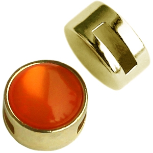 Correder&aacute;s met&aacute;lica DQ Cuoio con engaste para 12mm cabuch&oacute;n dorado