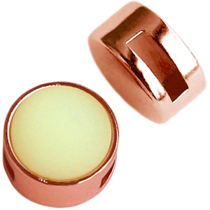 Correder&aacute;s met&aacute;lica DQ Cuoio con engaste para 12mm cabuch&oacute;n Oro rosado