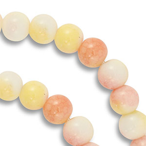 Abalorios de vidrio 8 mm Rosa-amarillo-blanco