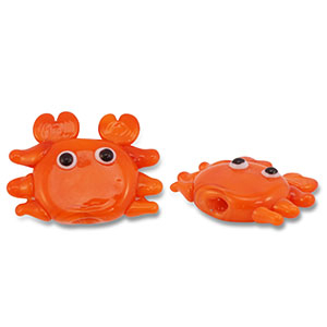 Abalorios de vidrio pintados a mano cangrejo Naranja-negro-blanco