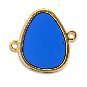 Colgantes met&aacute;licos DQ entrepieza Azul-Dorado (sin n&iacute;quel)