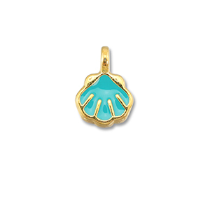 Colgantes met&aacute;licos DQ conchas Azul turquesa-Dorado (sin n&iacute;quel)
