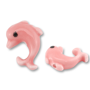 Abalorios de cer&aacute;mica delf&iacute;n Rosa coral