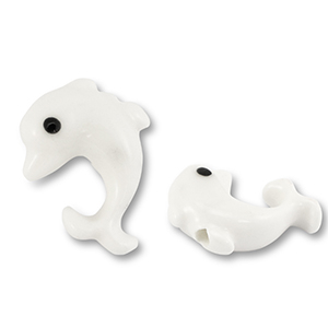 Abalorios de cer&aacute;mica delf&iacute;n Blanco