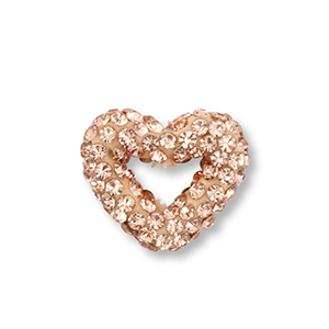 Abalorios acr&iacute;licos con strass coraz&oacute;n Melocot&oacute;n