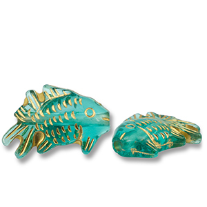 Abalorios acr&iacute;licos pez Verde verdoso-dorado