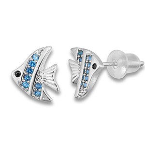 Metal TQ lat&oacute;n pendiente pez Plateado-azul claro