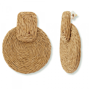 Pendientes rafia trendy rect&aacute;ngulo / redondos Marr&oacute;n claro