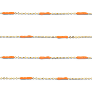 Fornituras Acero Inox cadena jasseron con barra Dorado-naranja