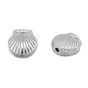Abalorios Acero Inox concha Plateado