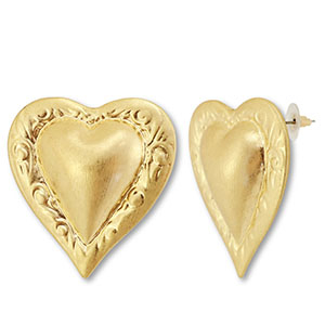 Pendientes llamativos coraz&oacute;n Dorado