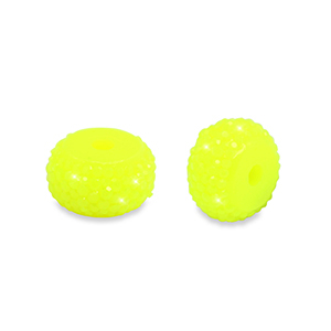 Abalorios de resina rondeles 10mm Amarillo ne&oacute;n