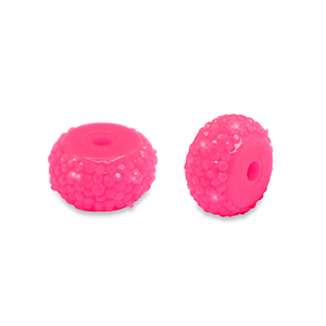 Abalorios de resina rondeles 6mm Rosa ne&oacute;n