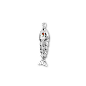 Metal TQ lat&oacute;n colgante pez Plateado-naranja