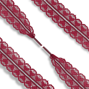 Cord&oacute;n de zapato trendy de encaje con coraz&oacute;n Rojo