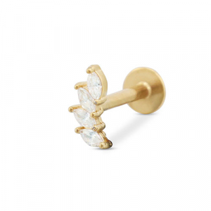 Piercing oreja Acero Inox hoja Dorado