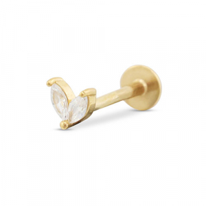 Piercing oreja Acero Inox hoja Dorado
