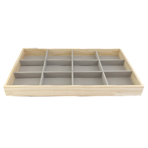 Expositor de joyer&iacute;a 12-compartimentos natural-gris