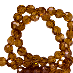 Abalorios faceteados redondos 4mm Marr&oacute;n rojizo-revestimiento pearl shine